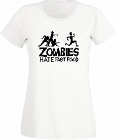 Koszulka damska Zombies Hate Fast Food biała